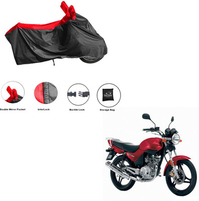 RiderShine Waterproof Two Wheeler Cover for Yamaha(YBR 125, Black, Red)