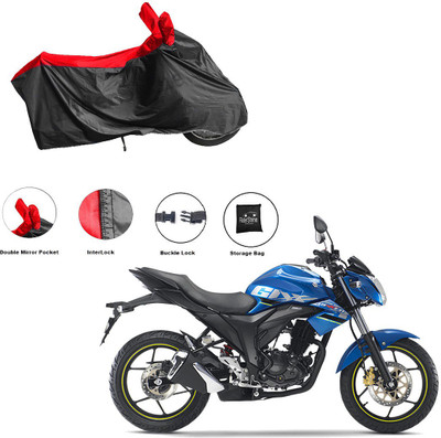 RiderShine Waterproof Two Wheeler Cover for Suzuki(Gixxer, Black, Red)