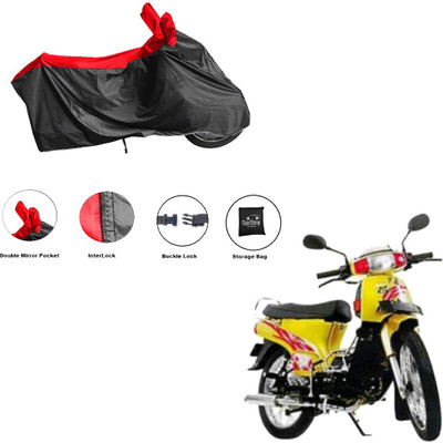 RiderShine Waterproof Two Wheeler Cover for Kinetic(K4, Black, Red)