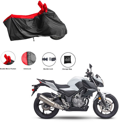 RiderShine Waterproof Two Wheeler Cover for Honda(CB300R, Black, Red)