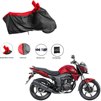 RiderShine Waterproof Two Wheeler Cover for Honda(CB Trigger, Black, Red)