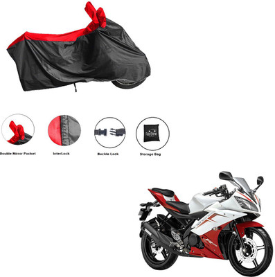 RiderShine Waterproof Two Wheeler Cover for Yamaha(YZF R15 Ver 2.0, Black, Red)
