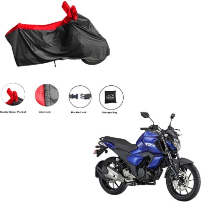 RiderShine Waterproof Two Wheeler Cover for Yamaha(FZ S V3.0 FI, Black, Red)