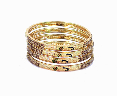 AYE Alloy Zircon Gold-plated Bangle Set(Pack of 4)
