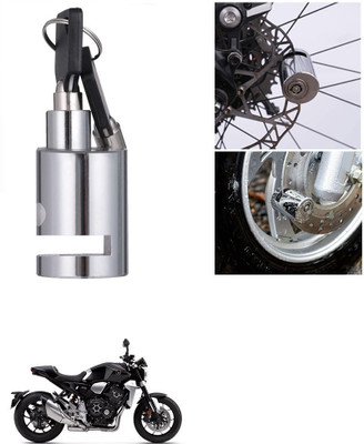 Znee Smart Lock for Bike and Motorcycle (Chrome)_Disk_Round_Lock_For Honda CB 1000R Disc Lock(Silver)