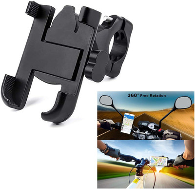 AXWee Bike Phone Mount Holder, Aluminium Bicycle & Motorcycle Phone Holder Adjustable Bike Mobile Holder(Black)
