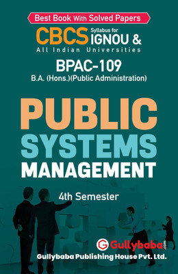 Gullybaba IGNOU 4th Semester CBCS BA Honours (Latest Edition) BPAC-109 Public Systems Management in English Help Book with Solved Sample and Guess Papers with Important Study Material(Paperback, Gullybaba.com Panel)