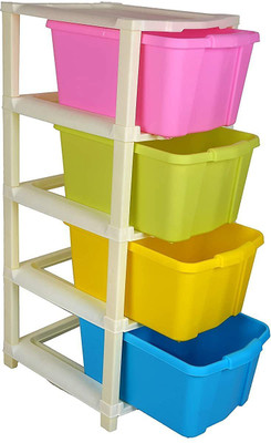 VOKAYY MULTI Layer Plastic Modular Basket Drawer Chest Storage Rack System Large Stomo Plastic Free Standing Chest of Drawers(Finish Color - Multicolor, DIY(Do-It-Yourself))