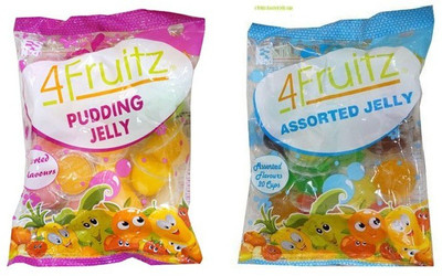 4Fruitz Assorted Pudding&Assorted Jelly300gm(Pack of 2)Imported Assorted Jelly Candy(2 x 300 g)