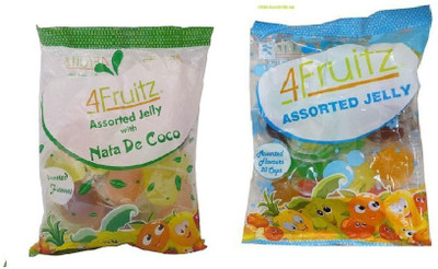 4Fruitz Assorted Nata&Assorted Jelly300gm(Pack of 2)Imported Assorted Jelly Candy(2 x 300 g)