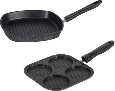 Flipkart SmartBuy 4 cavity Uttpama Multi Snack Maker and Tawa With Grill pan Non-Stick Coated Cookware Set(Steel, Aluminium, 2 - Piece)