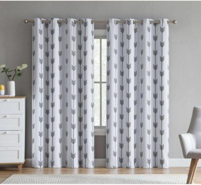 nobel fab 214 cm (7 ft) Polyester Room Darkening Door Curtain (Pack Of 2)(Geometric, Grey)