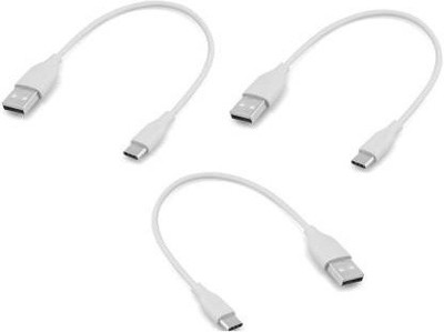 Skymac USB Type C Cable 2 A 0.3 m Micro USB (Type C) Power Bank Data Cable [Pack of 3](Compatible with Power Bank, White, One Cable)