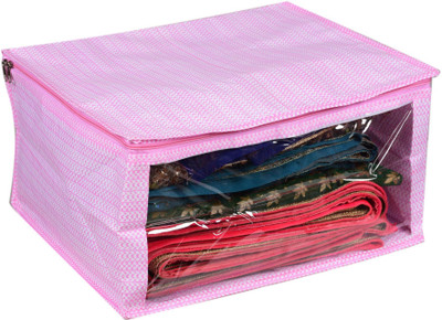 Sunesh Creation Non Woven Fabric Cloth Cover Organiser Extra Large Saree Cover/Clothes Organiser for Wardrobe Set with Transparent Window hat sc netp 65(Pink)
