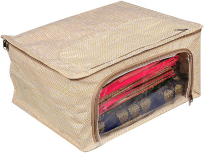 Sunesh Creation Non Woven Fabric Cloth Cover Organiser Extra Large Saree Cover/Clothes Organiser for Wardrobe Set with Transparent Window hat sc netc 110(Beige)
