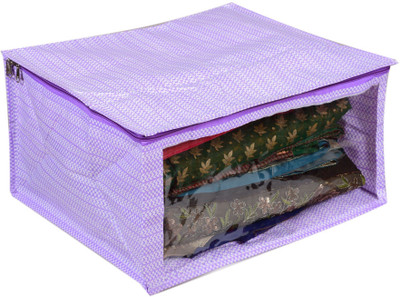 Sunesh Creation Non Woven Fabric Cloth Cover Organiser Extra Large Saree Cover/Clothes Organiser for Wardrobe Set with Transparent Window hat sc netpu 65(Purple)