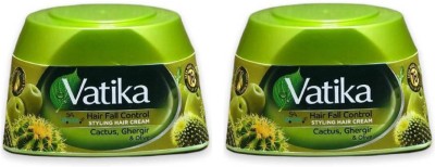 VATIKA HAIR FALL CONTROL CACTUS, GHERGIR & OLIVE STYLING HAIR CREAM (Pack Of 2) - 140ml Hair Cream(280 ml)