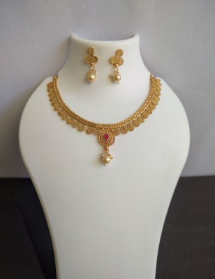 Pamadhya Brass, Copper Gold-plated Gold Jewellery Set(Pack of 1)