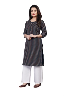 THE PRIVATE LABLE Women Printed Straight Kurta(Light Blue)