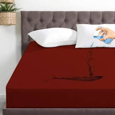 EVERDECOR Fitted Single Size Breathable, Stretchable, Waterproof Mattress Cover(Maroon)