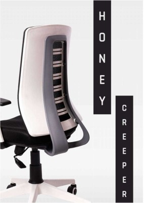 mobiliya Mesh Office Adjustable Arm Chair(White, Knock Down)