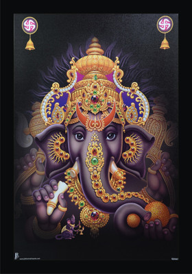 MHridayCraft MHC- Ganesha ji 39 Digital Reprint 12 inch x 9 inch Painting(With Frame)