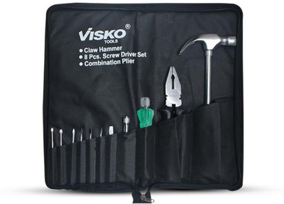 VISKO 501 Tools Set 11pcs With Claw Hammer, 9 Pcs Screwdriver Set & Combination Plier Hand Tool Kit(11 Tools)