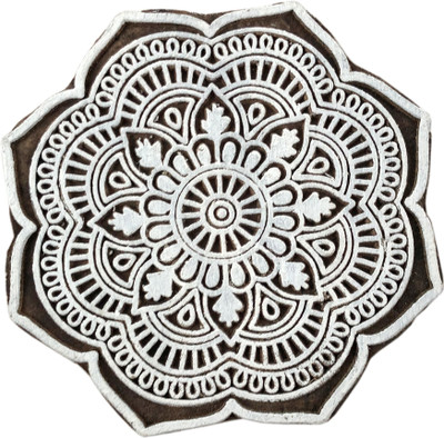 Global Art Traders Beautiful Mandala Design Textile Printing Stamp – Wooden Printing Block Printing Blocks(Pack of 1)