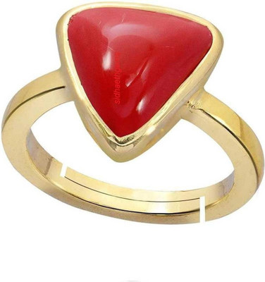 Sidharth Gems Brass Coral Gold Plated Ring