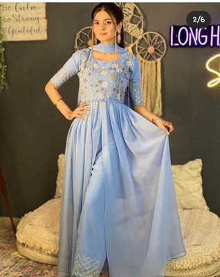 meldi enterprise Embroidered Kurta, Palazzo & Dupatta Set