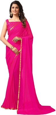 Durga Emporio Solid/Plain Bollywood Chiffon Saree(Magenta)