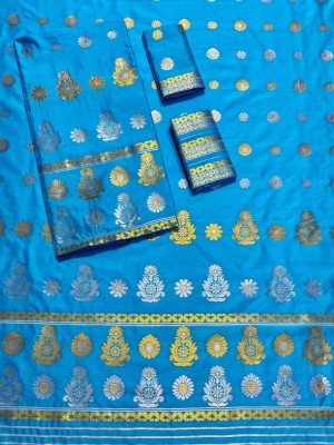 kamdar Woven Mekhela Chador Silk Blend Saree(Blue)