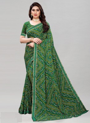 Kanooda Prints Printed Bollywood Georgette Saree(Green)