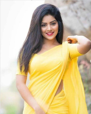 JiproStore Solid/Plain Bollywood Georgette Saree(Yellow)