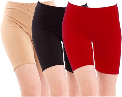 Pixie Solid Women Red, Black, Beige Cycling Shorts