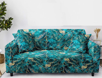 Cortina Polyester 3 Seater Sofa Abstract Cover(Pack of 1 Blue)