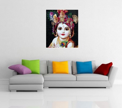 Asmi Collections 60 cm Little Baal Krishna Self Adhesive Wall Painting Self Adhesive Sticker(Pack of 1)