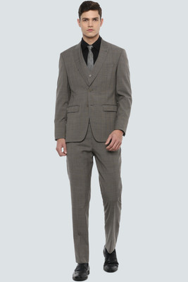 LOUIS PHILIPPE Permapress Single Breasted Checkered Men Suit