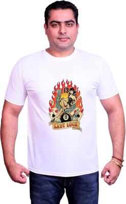 NITYANAND CREATIONS Graphic Print Men Round Neck White T-Shirt