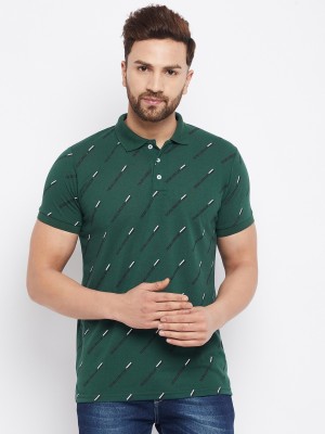 The Million Club Printed Men Polo Neck Green T-Shirt
