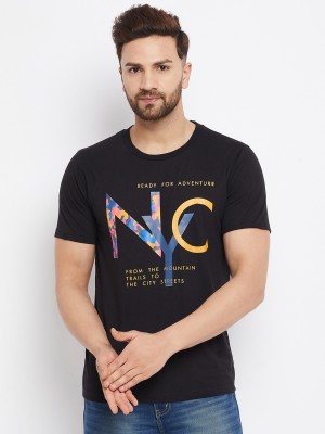 The Million Club Printed Men Round Neck Black T-Shirt
