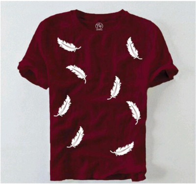tiya creation Printed Men Round Neck Maroon T-Shirt