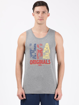 JOCKEY Graphic Print Men Round Neck Grey T-Shirt