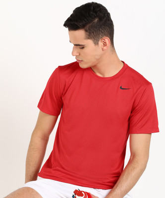 NIKE Solid Men Round Neck Red T-Shirt