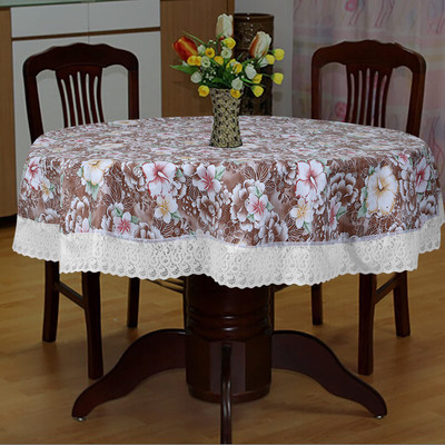 Dakshya Industries PVC 4 Seater Printed Table Cover(Brown)