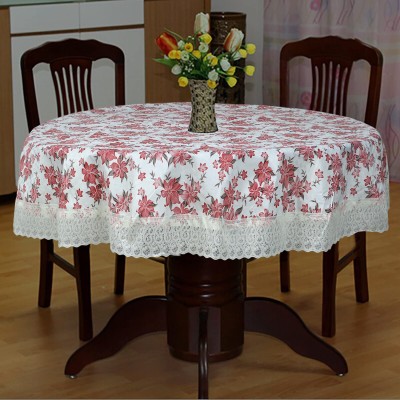 Dakshya Industries Floral 4 Seater Table Cover(Pink, PVC)