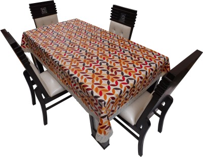 Dream Care Printed 4 Seater Table Cover(White & Brown, PVC)