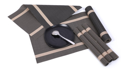 Tabletext Rectangular Pack of 5 Table Placemat(Brown, PVC)