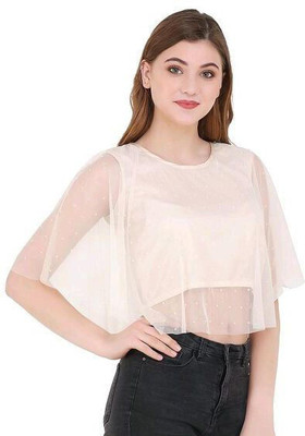 Siste Casual Embossed Women White Top