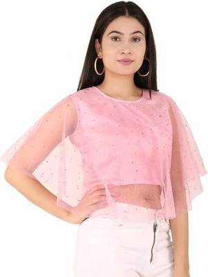 Siste Casual Solid Women Pink Top